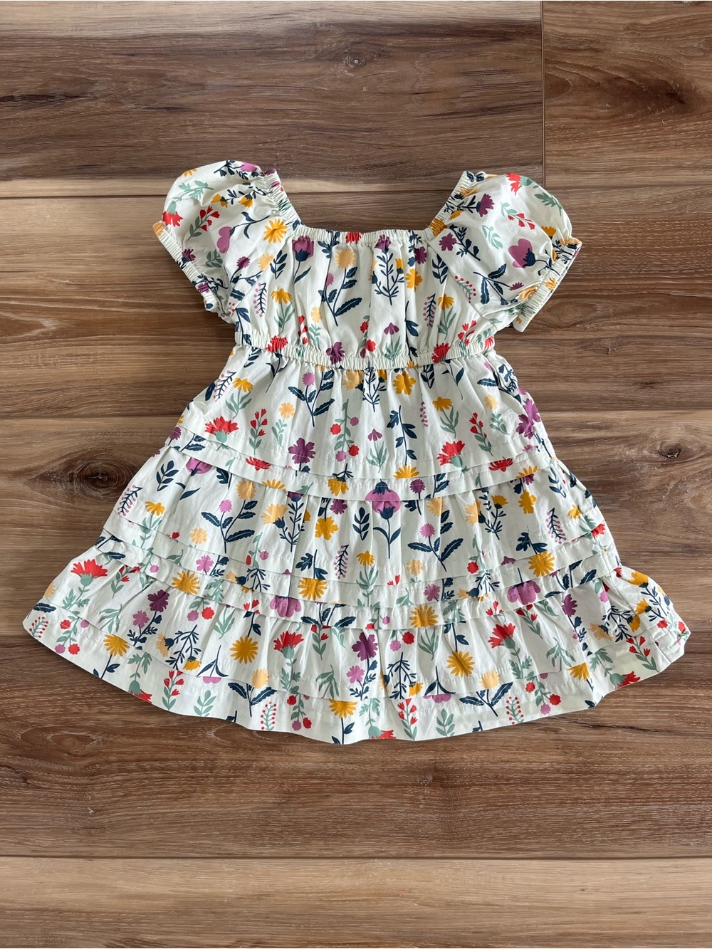 Quince Baby Girls' Floral Tiered Dress with Multicolor Flowers - Size 12-18 Mos